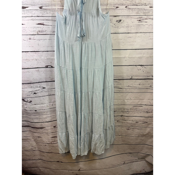 Women's Indigo Soul Light Blue Tiered Halter Maxi Dress Size L - Picture 6 of 10